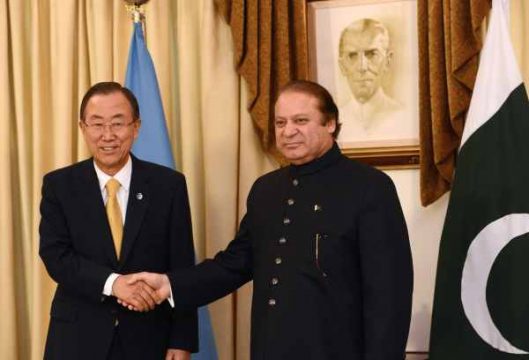 UN-Generalsekretär Ban Ki Moon und Pakistans Premierminister Nawaz Sharif