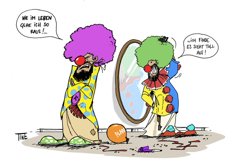 Karneval: So gehe ich nicht raus ... Karikatur von Tine