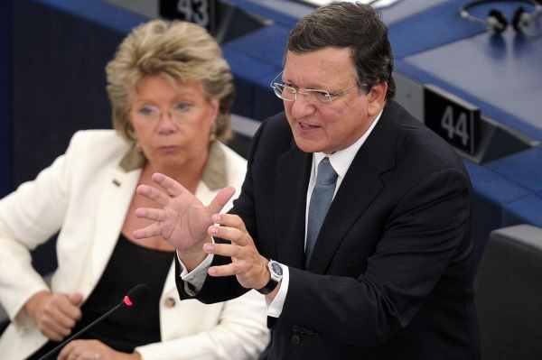 EU-Justizkommissarin Viviane Reding mit EU-Kommissionspräsident José Manuel Barroso