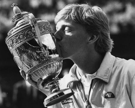 Boris Becker nach seinem Wimbledon-Sieg 1985