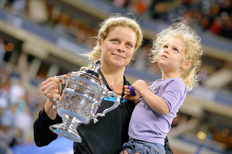 Kim Clijsters mit Töchterchen Jada nach dem Sieg der US Open 2010