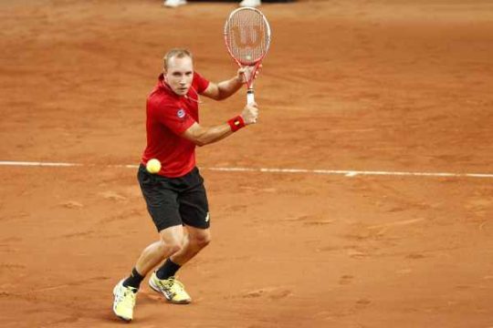 Steve Darcis im Spiel gegen Dudi Sela