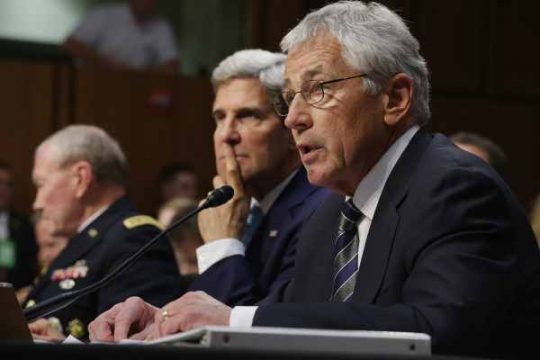 Martin Dempsey, John Kerry und Chuck Hagel (vlnr)