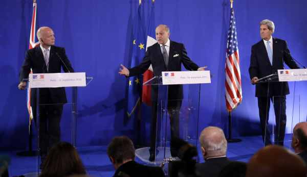 William Hague, Laurent Fabius und John Kerry