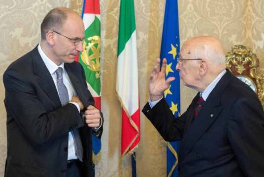 Enrico Letta und Giorgio Napolitano am 28. April