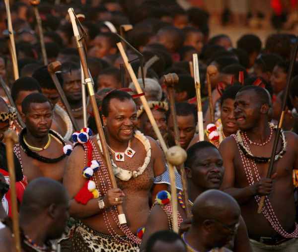 Der König von Swasiland, Mswati III. (M.) am 31.8.2008