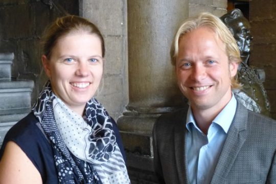 Schöffin Claudia Niessen mit ihrem Amtskollegen Gerdo Van Grootheest in Maastricht