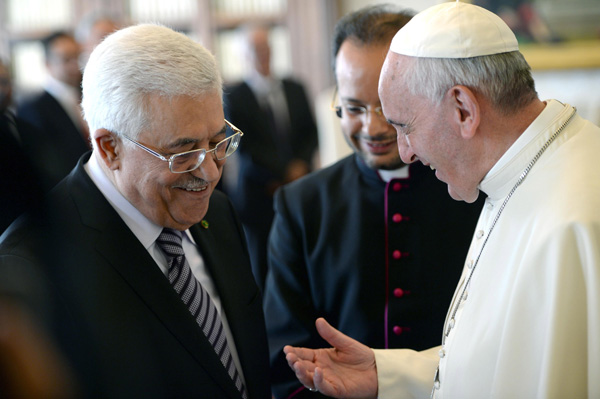 Palästinenserpräsident Mahmud Abbas bei der Audienz bei Papst Franziskus
