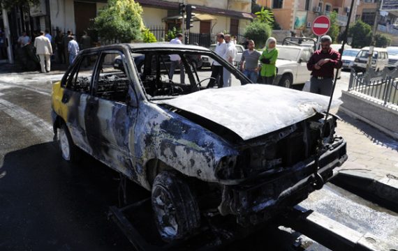 Im Abu Rumaneh-Viertel von Damaskus schlugen am Samstag mehrere Mörsergranaten ein