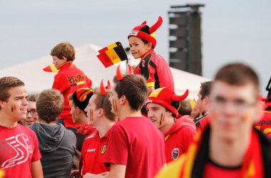 Rote Teufel-Party auf dem Flughafen Zaventem