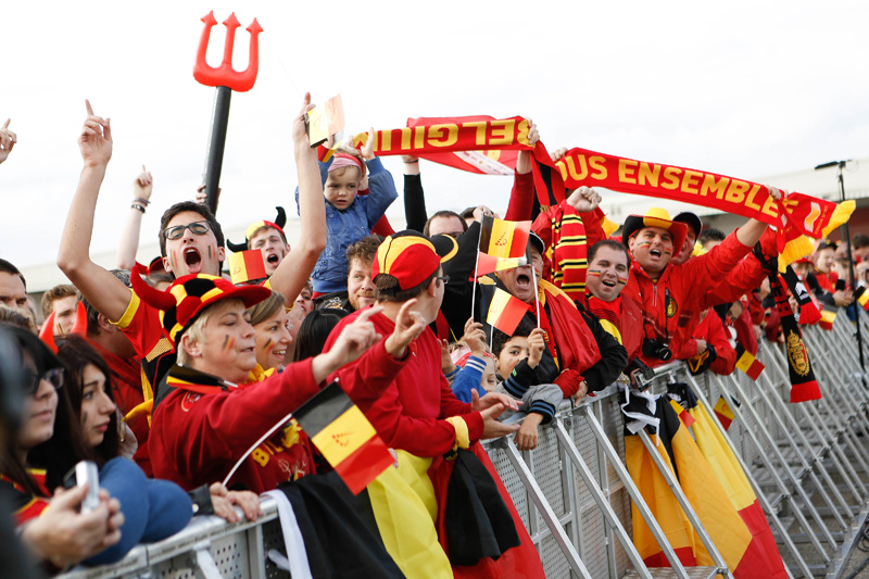 Rote Teufel-Party auf dem Flughafen Zaventem