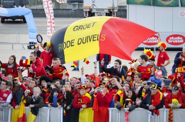 Rote Teufel-Party auf dem Flughafen Zaventem