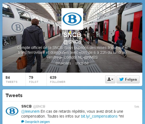 Twitter-Konto der SNCB