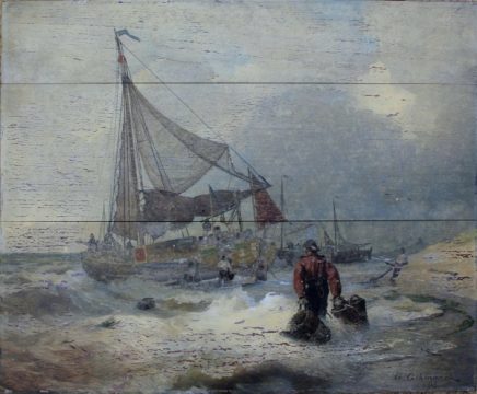 Andreas Achenbach - Fischkutter in der Brandung