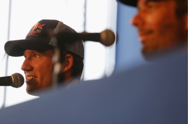 Sébastien Ogier und Sébastien Loeb bei der Pressekonferenz