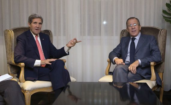 John Kerry und Sergej Lawrow am Samstag in Genf