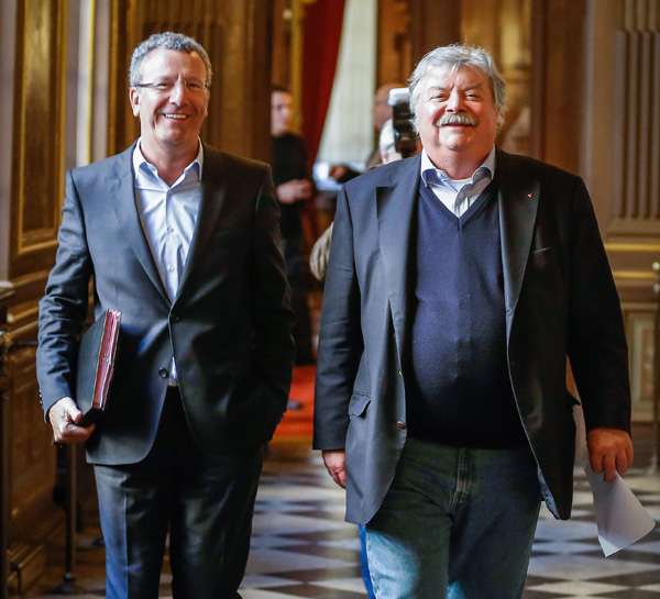 Der neue und der alte Bürgermeister: Yvan Mayeur und Freddy Thielemans