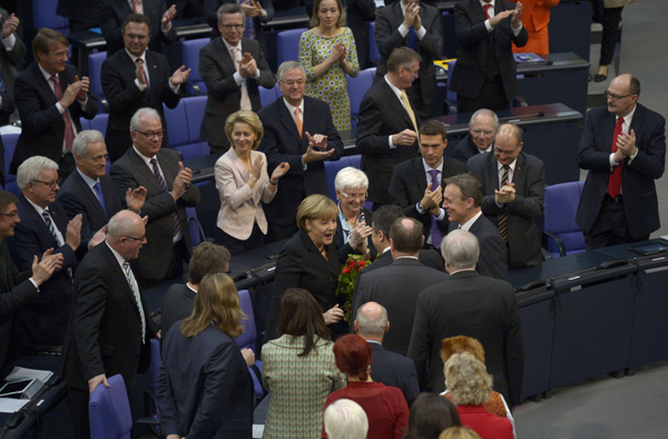 Angela Merkel nach ihrer Wiederwahl zur Kanzlerin