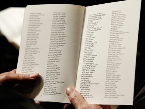 Liste mit dem Namen der Lockerbier-Opfer