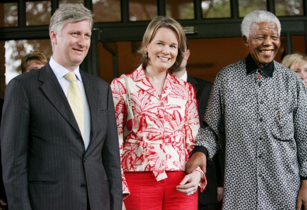 König Phillippe, Königin Mathilde und Nelson Mandela am 15. März 2006