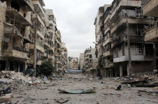 Zerstörte Gebäude in Salah al-Din, in der Nähe von Aleppo
