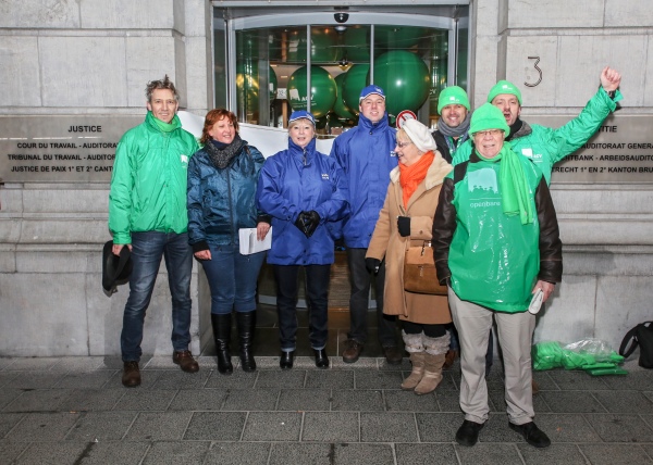 Streikposten vor dem Justizpalast in Brüssel