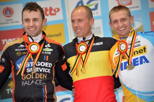Landesmeister Sven Nys mit Rob Peeters und Bart Wellens