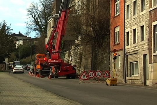 Fassadenarbeiten am Olengraben in Eupen
