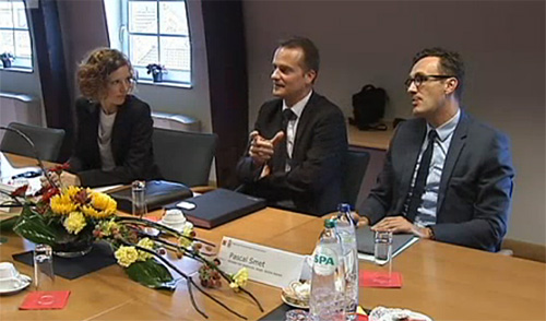 Marie-Martine Schyns, Oliver Paasch und Pascal Smet bei einem Arbeitstreffen im September 2013