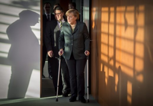 Die verletzte deutsche Kanzlerin Angela Merkel