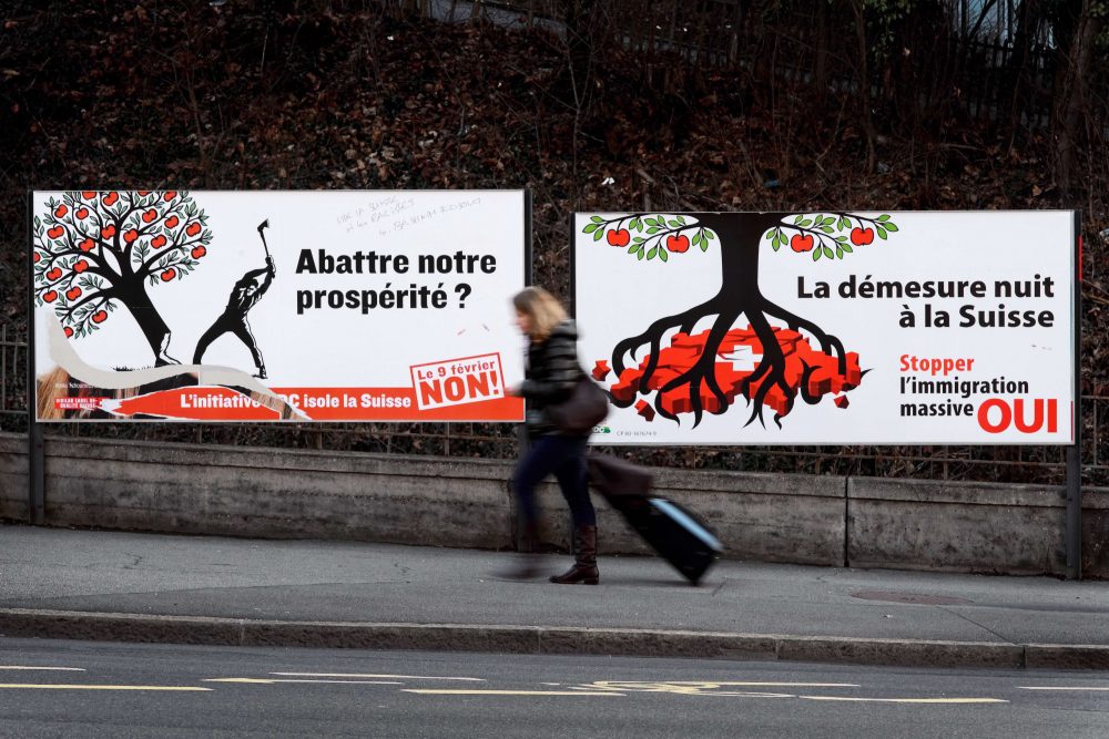 Werbeplakat Schweizer Votum zur Begrenzung der Zuwanderung