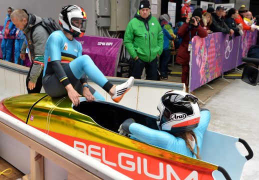 Die Bob-Fahrerinnen Elfje Willemsen und Hanna Marien auf Platz 6
