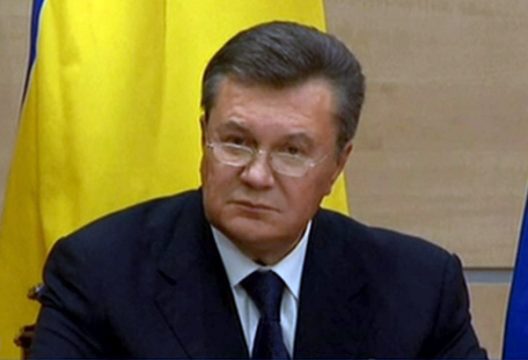 Der entmachtete und aus seiner Heimat geflohene ukrainische Präsident Viktor Janukowitsch