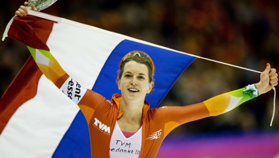 Die niederländische Olympiasiegerin und Weltmeisterin Ireen Wüst in Heerenveen