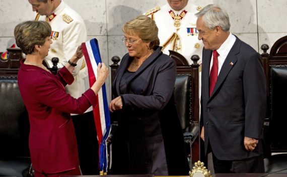 Isabel Allende, Michelle Bachelet und Sebastián Piñera (vlnr)
