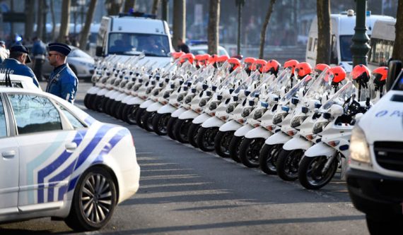 Motorradstaffel der Polizei beim Obama Besuch in Brüssel