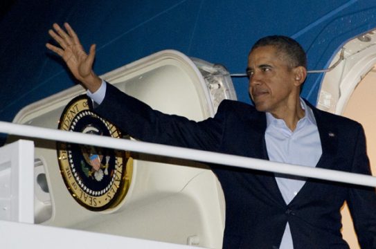 US-Präsident Obama beim Abflug nach Europa