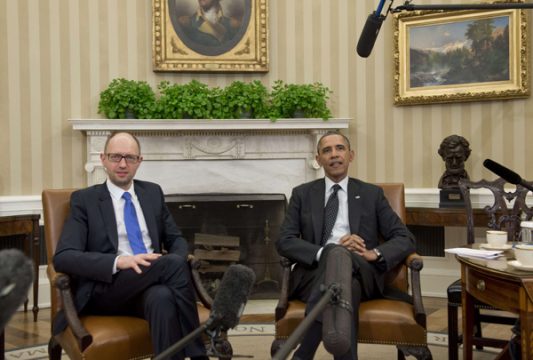 Obama mit dem ukrainischen Interims-Präsidenten Jazenjuk
