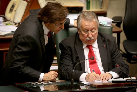 Premierminister Elio Di Rupo und Kammerpräsident André Flahaut