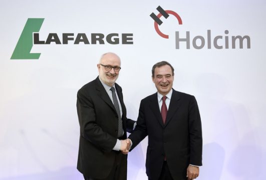 Rolf Soiron (Holcim) und Bruno Lafont (Lafarge) in Paris