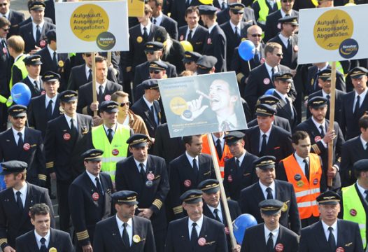 Die Piloten der Lufthansa streiken in Frankfurt weiter (Bild vom 2.4.)