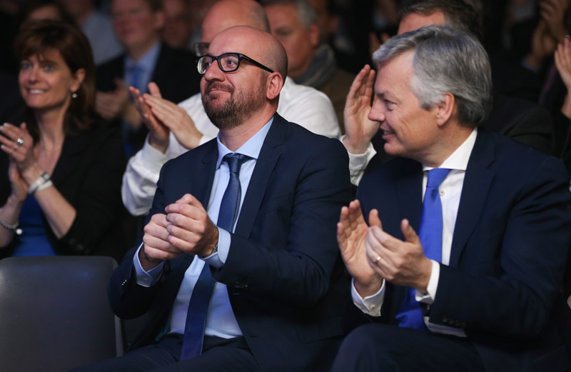 Charles Michel und Didiers Reynders beim Wahlparteikongress im April 2014