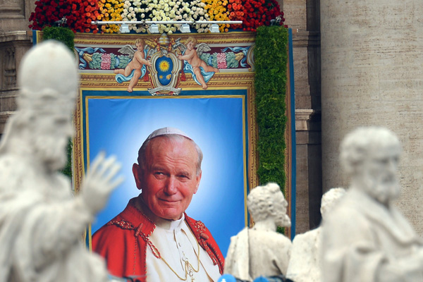 Porträt von Papst Johannes Paul II. in Rom