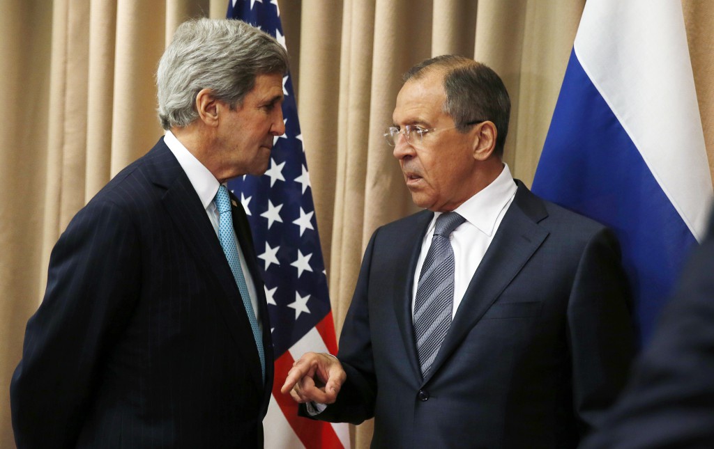 John Kerry und Sergej Lawrow (Genf, 17. April)