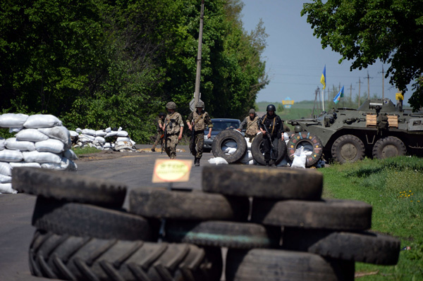 Checkpoint in der Nähe von Slawjansk