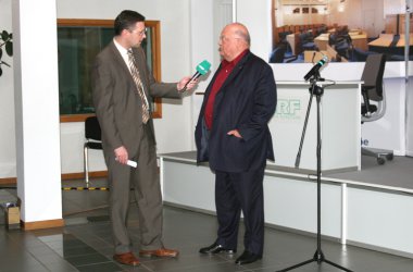 5.5.2008: Jean-Luc Dehaene referiert im BRF-Funkhaus über “die EU nach dem Vertrag von Lissabon” (mit BRF-Redakteur Stephan Pesch)