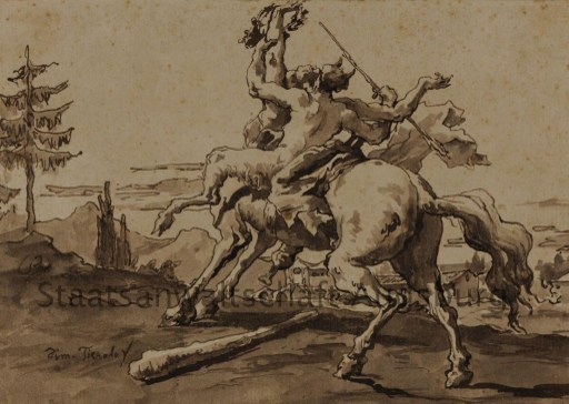 Eines der Werke dr Gurlitt-Sammlung: Kampf auf Pferd (Satyrn) von Giovanni Domenico Tiepolo