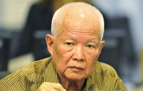 Khieu Samphan , Kopf des Rote Khmer-Regimes in Kambodscha, am 5.12.2011 vor Gericht in Phnom Penh