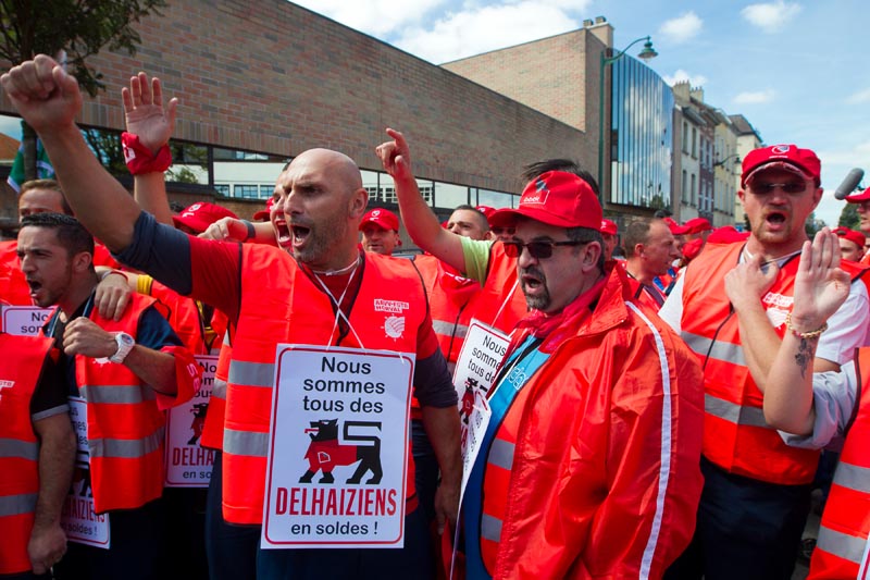 Protest von Delhaize-Mitarbeitern in Brüssel