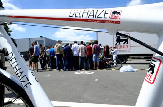 Proteste im Delhaize-Logistikzentrum in Zellik